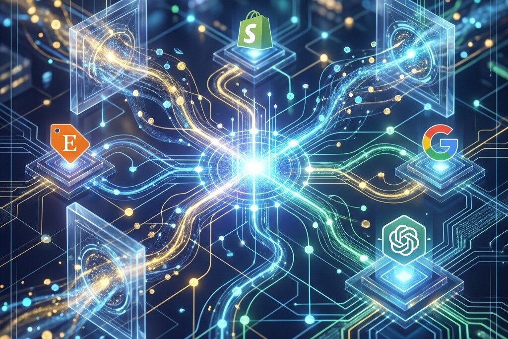 Shopify和Etsy AI购物整合生态图