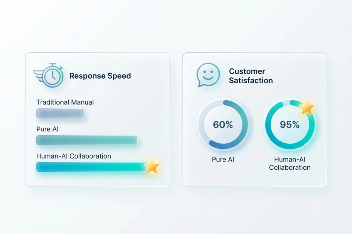 2026年客服协作效率对比：人工+AI协作带来的 ROI 提升分析图