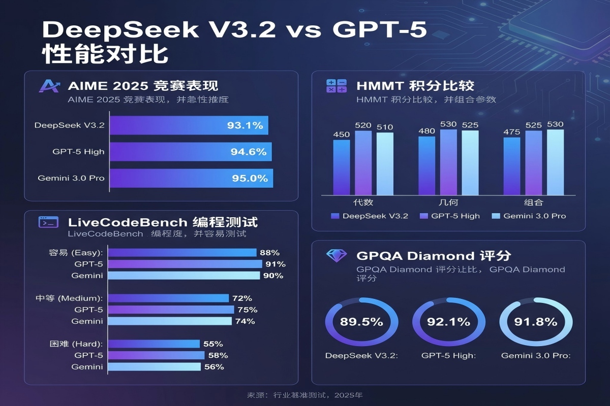 DeepSeek V3.2 vs GPT-5 性能对比
